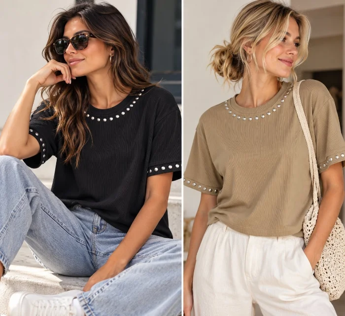 Remera Morley con Tachitas