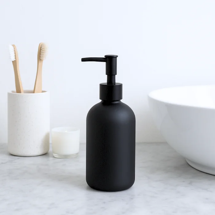 Dispenser de Vidrio Full Negro Liso - Cod: Sbk-jghb06b