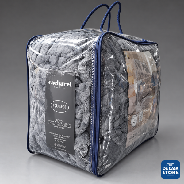 Edredón Queen Anthill Cacharel Flannel Gris 240x260 | Súper Abrigado + Funda Almohada - 4.png