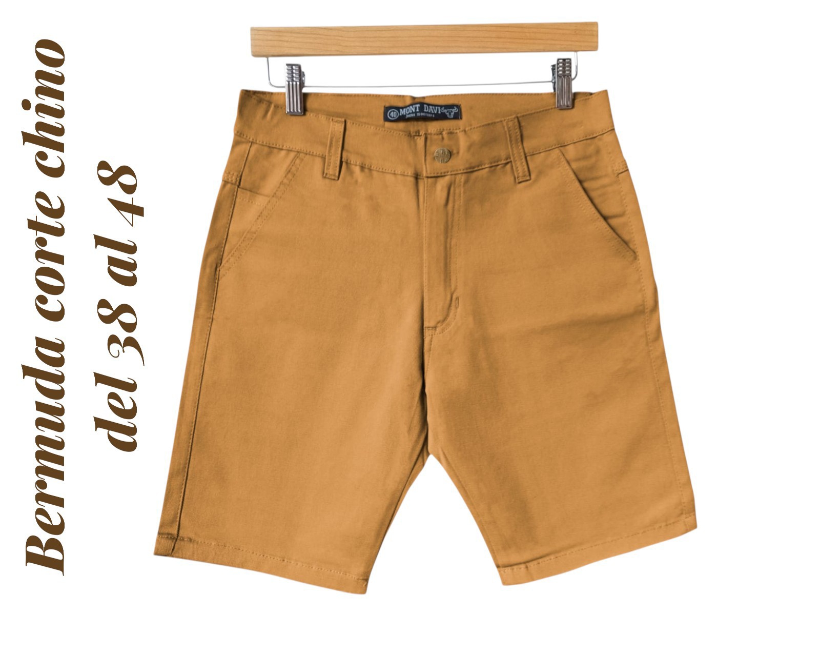 Bermuda Corte Chino Mostaza - Imagen 2