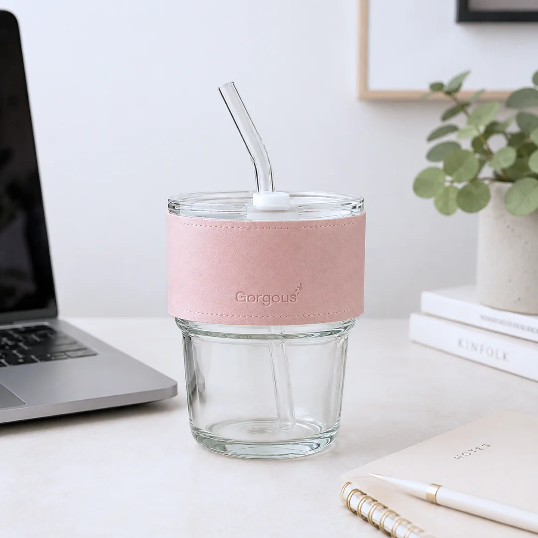 Vaso de Vidrio con Banda y Sorbete - Cod: Sbk-jgcp05 - vaso-de-vidrio-con-banda-y-sorbete.png
