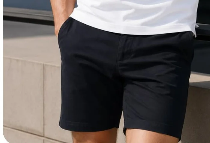 Bermuda Corte Chino Negro Gabardina Elastizado