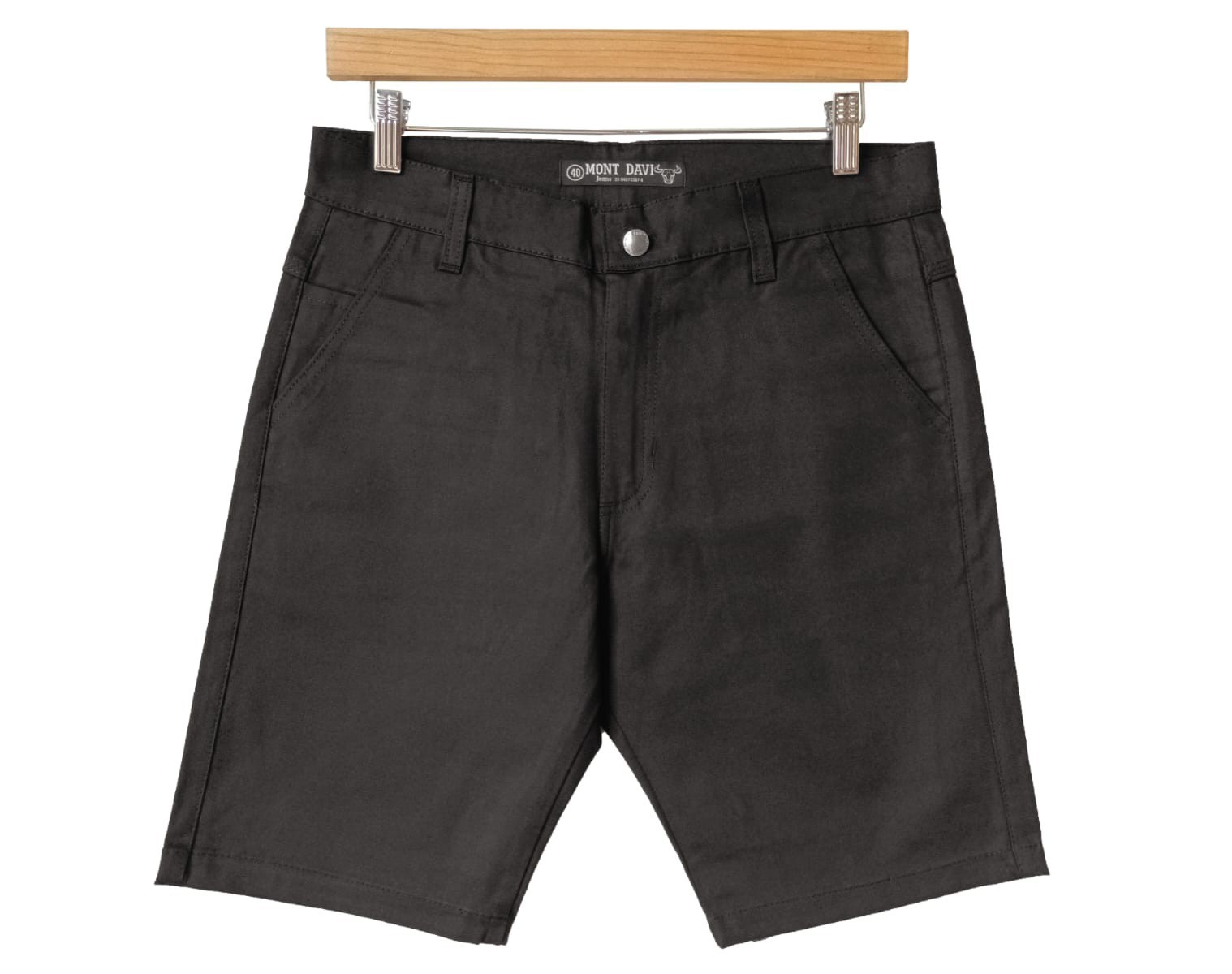 Bermuda Corte Chino Negro Gabardina Elastizado - Imagen 2