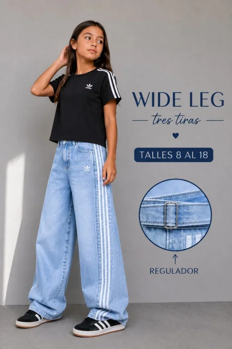 Wide Leg 3 Tiras Celeste