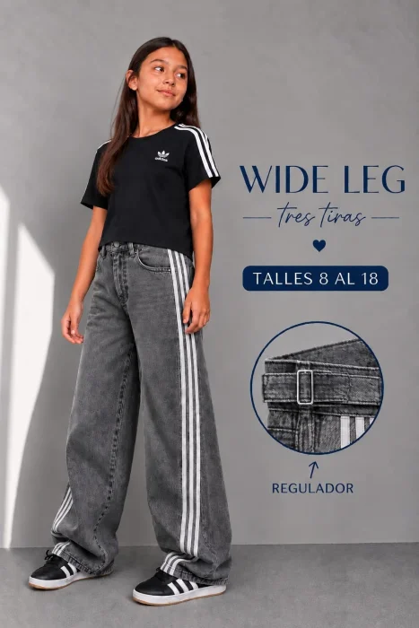 Wide Leg 3 Tiras Gris