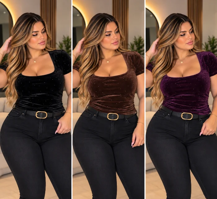 Remera con Strass Curvy