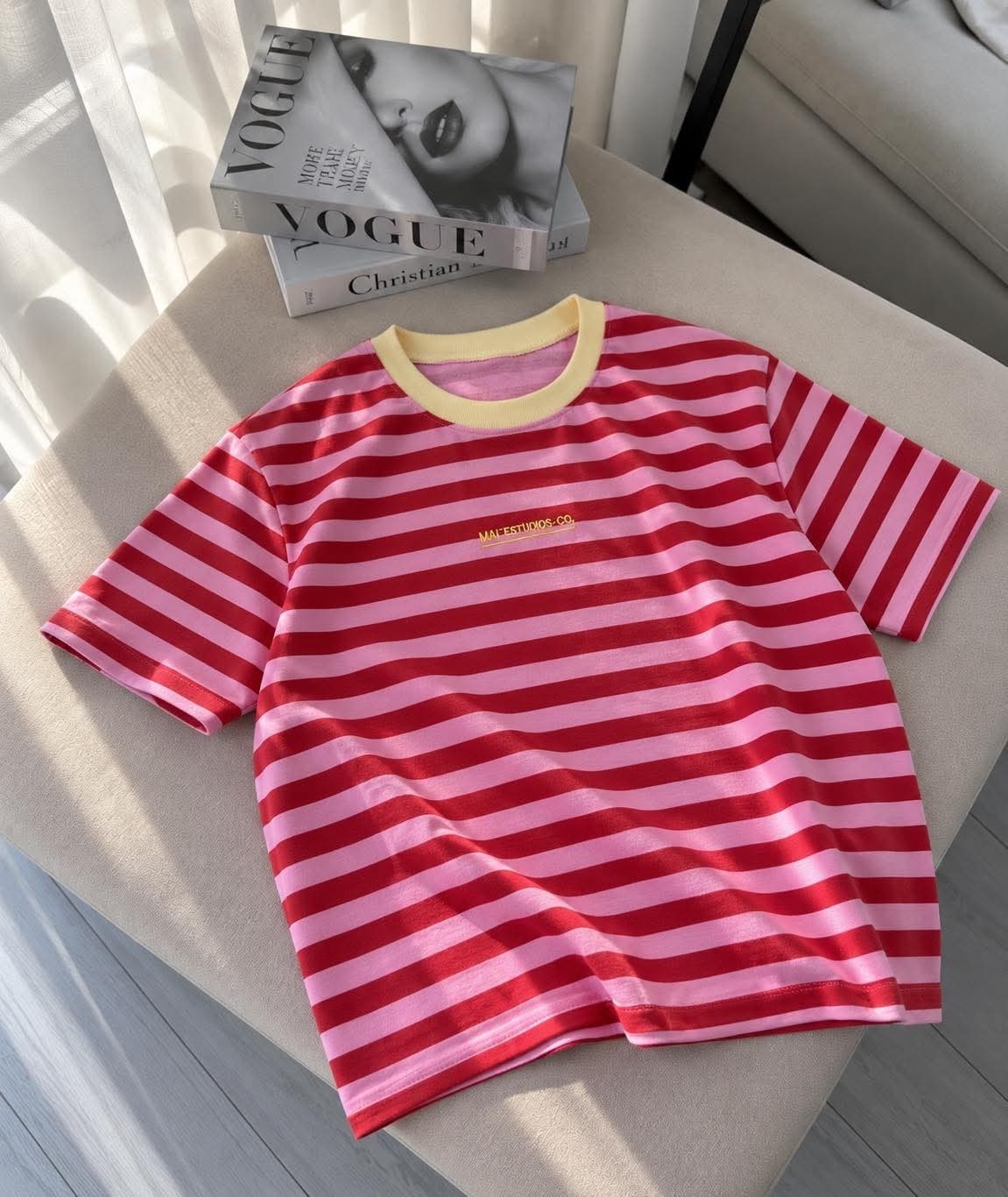 Remera Rallada  Algodon Cardado - Imagen 2