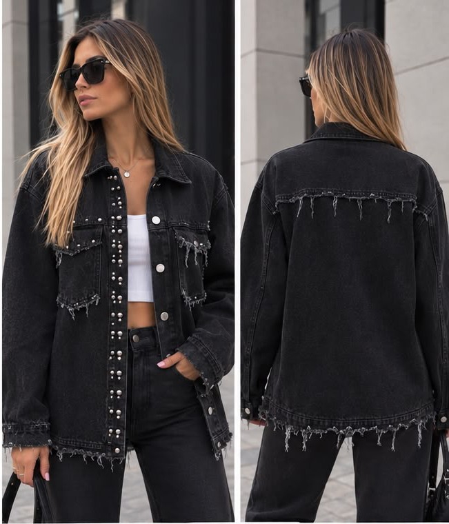 Camisaco de Jeans Deflecado con Tachas - Imagen 3