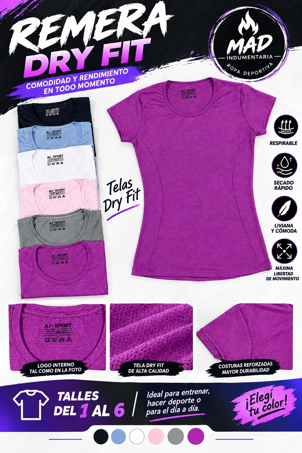 Remera Dama Dry Fit - Imagen 2