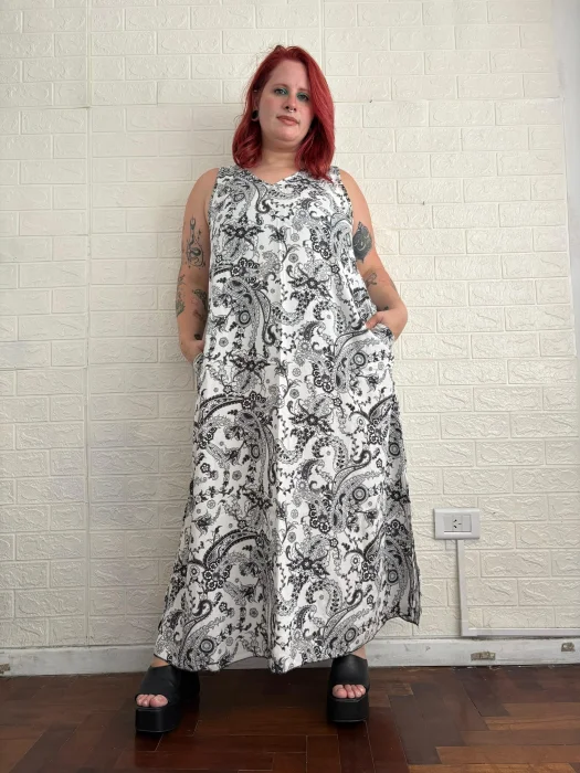 Vestido Largo de Fibrana Poplin Bellisimo