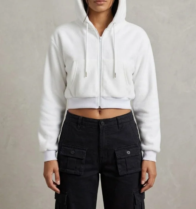 Campera Crop de Polar Patagonia con Piel