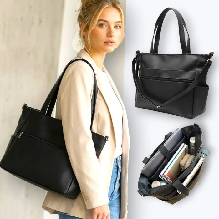 Bolso Tote Porta Netbook, Forrada por Dentro, Bolsillos Cierre Exterior