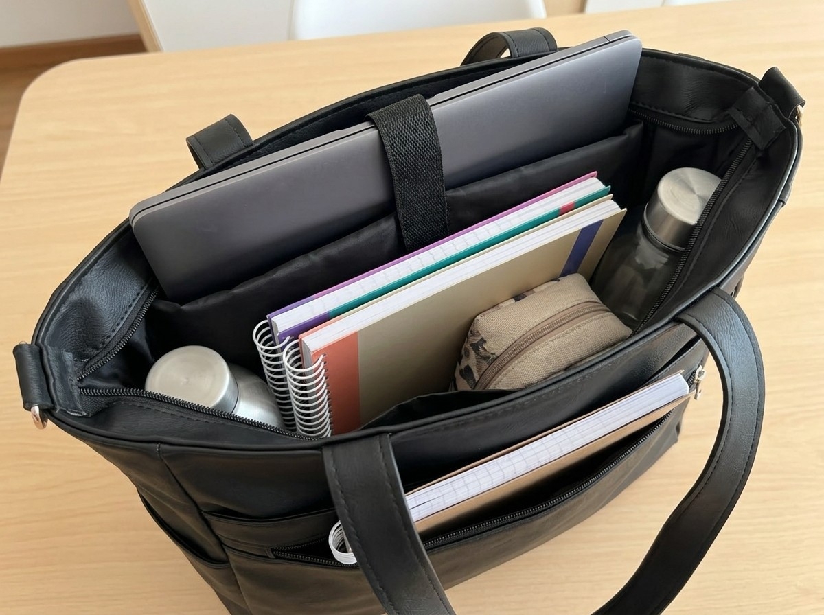 Bolso Tote Porta Netbook, Forrada por Dentro, Bolsillos Cierre Exterior - Imagen 2