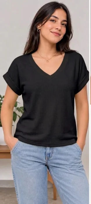 Remera Escote V Mujer