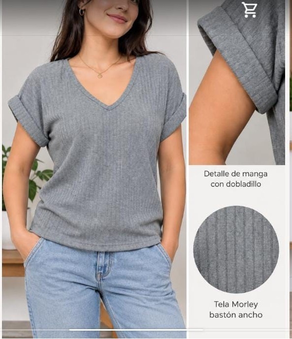 Remera Escote V Mujer - Imagen 2