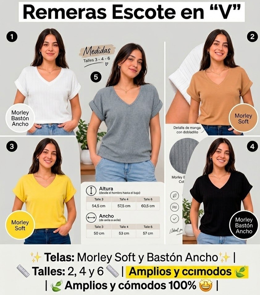 Remera Escote V Mujer - Imagen 4