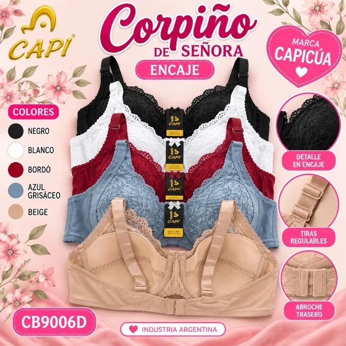 Corpiño de Sra con Aro Encaje Importado