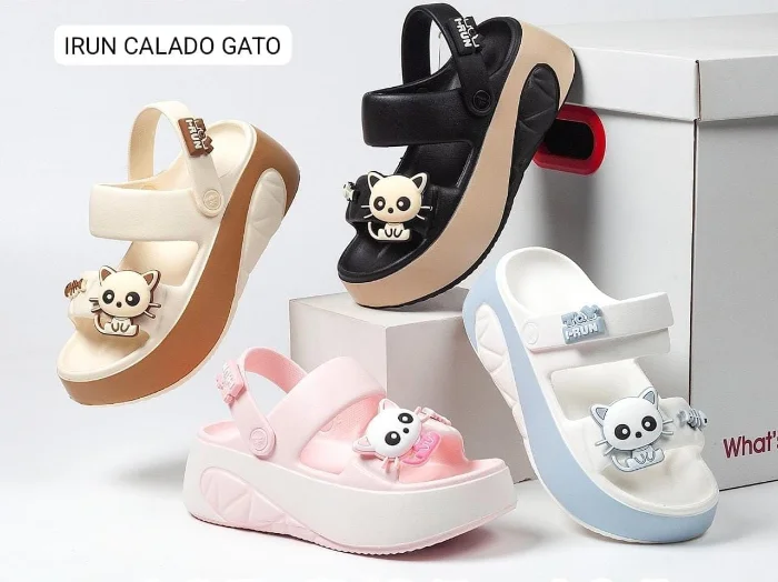 Sandalias Tiras Plataforma Gatitos