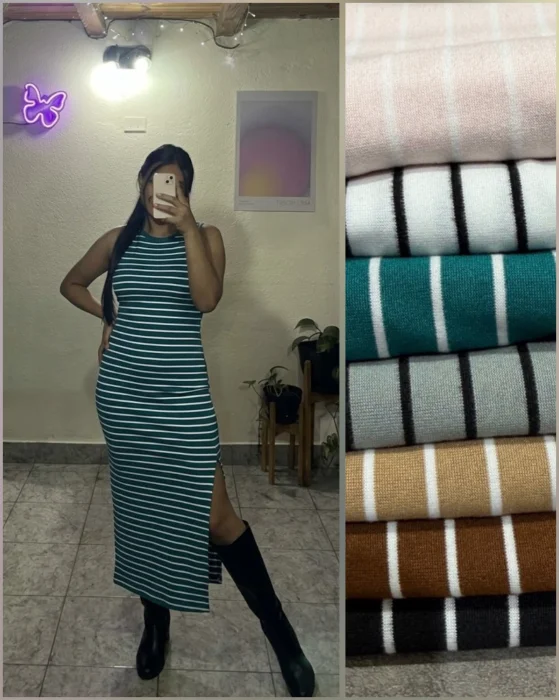 Vestido Tubular Largo Tajo Verano