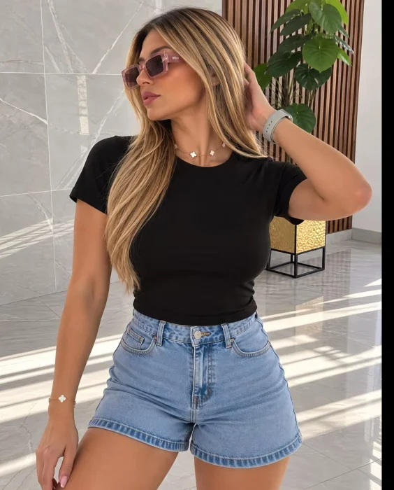 Remeras Baby Tee Algodón Licra Lisas 10x35mil