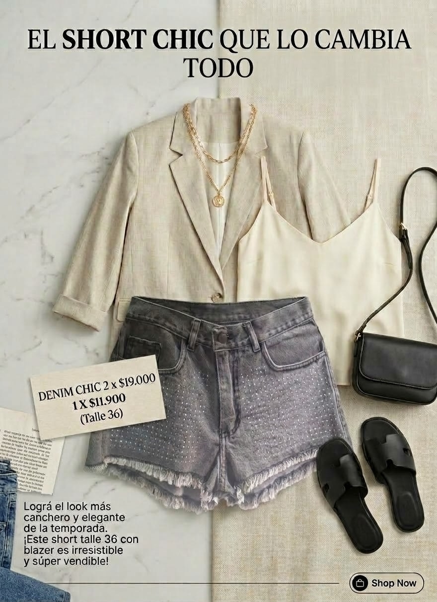 Shorts de Jeans con Brillo,  Combos a Elección - Imagen 3