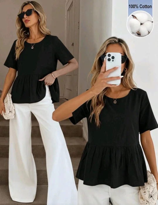 Blusa con Volado de Algodón Jersey 24.1