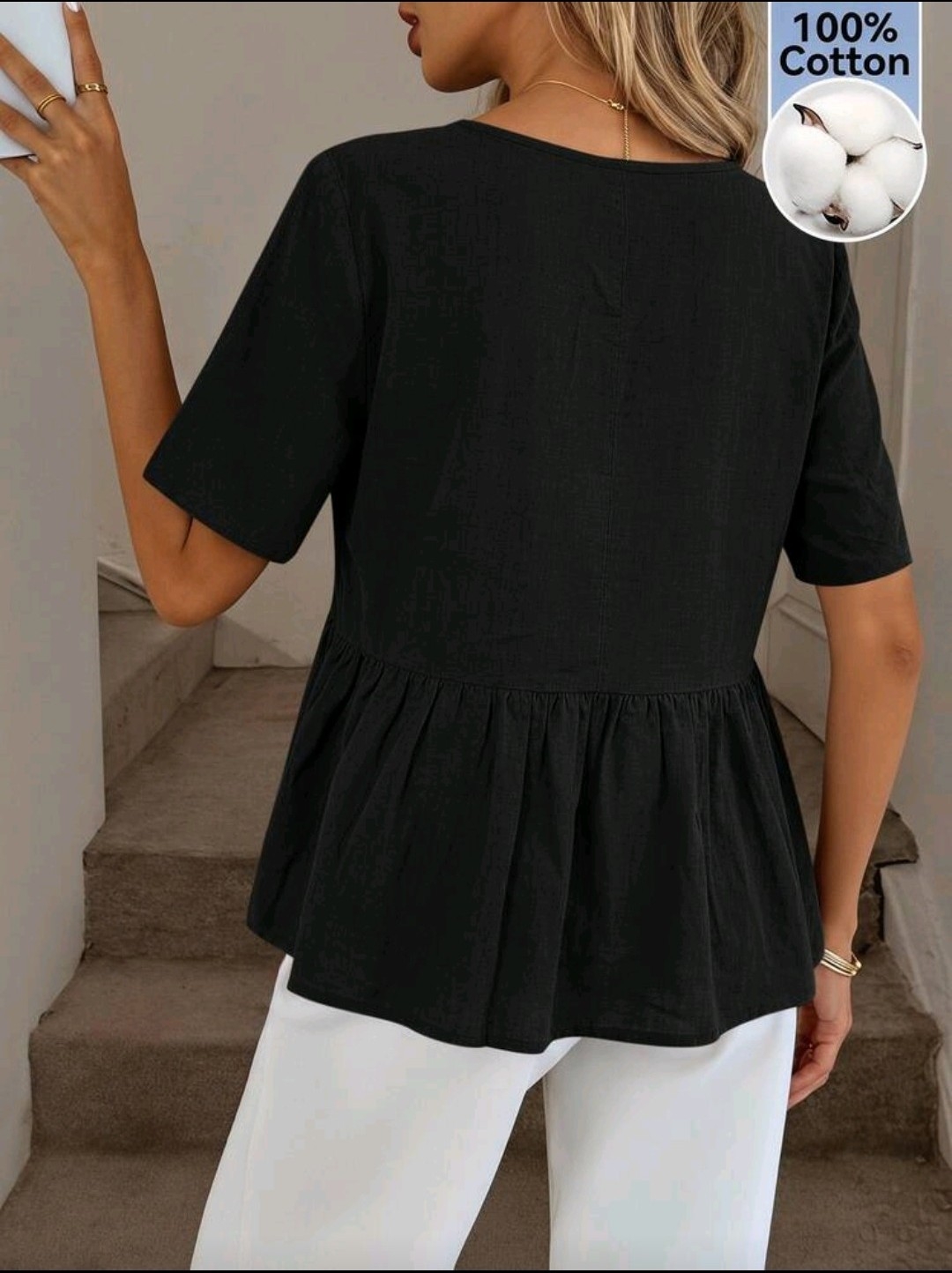 Blusa con Volado de Algodón Jersey 24.1 - Imagen 2