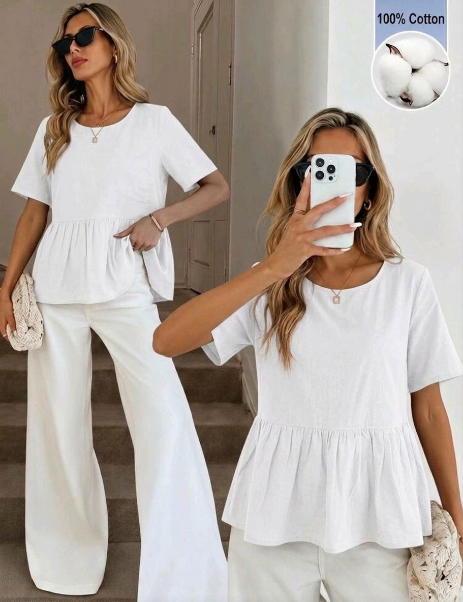 Blusa con Volado de Algodón Jersey 24.1 - Imagen 3