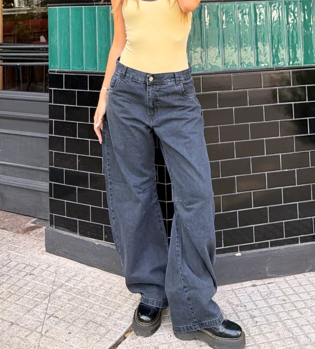 'art 262-2' 36 al 46 Maxi Wide Leg Gris + Pinzas "trend"