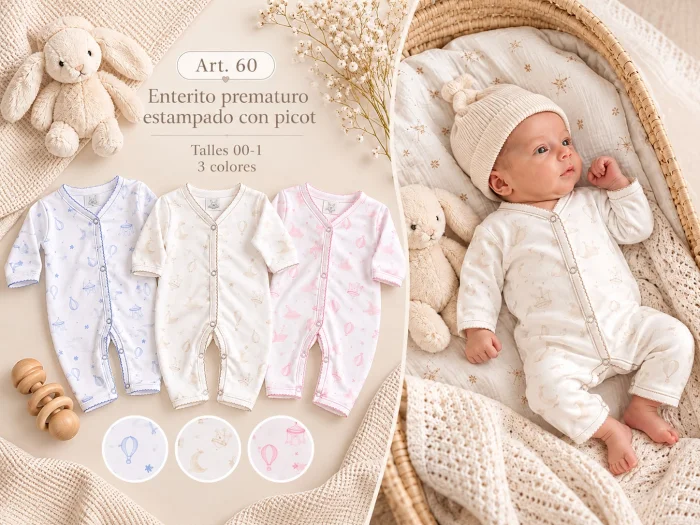 Entero Prematuro Estampado Picot Micky Baby T.(000-00-0) Art.60