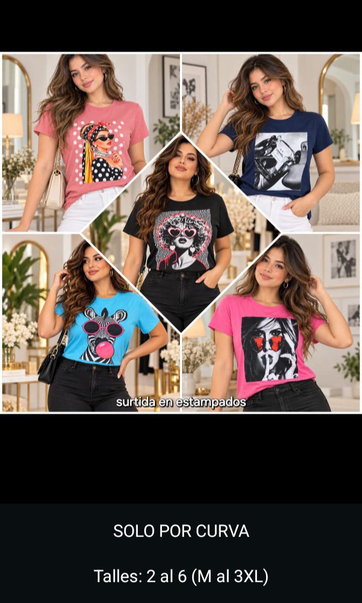 Remera Dama Estampada Dtf Camiseta Grande Especial Mujer Curva Mayoristas Hotsale - Imagen 4
