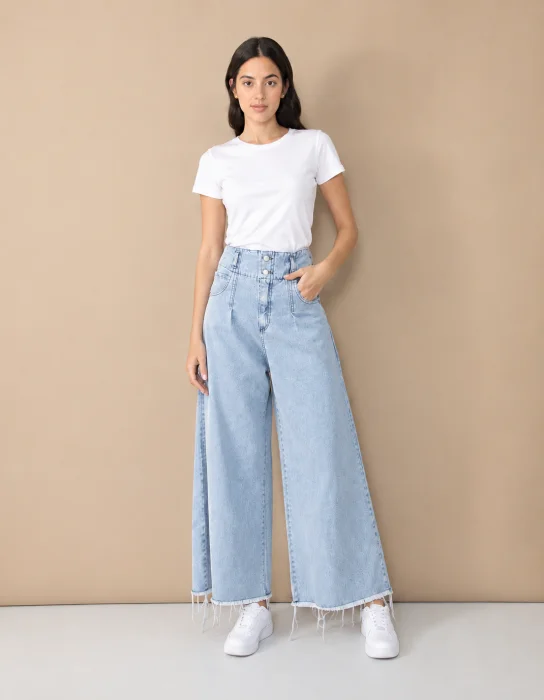 Pantalón Jean Gina Ancho Tiro Alto