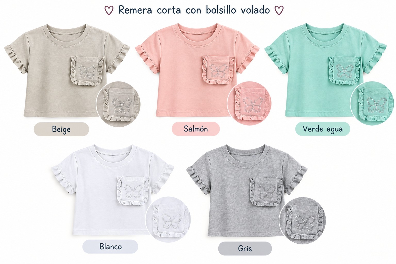 Remeras C/volados  y Brillo en el Bolsillo - Imagen 2