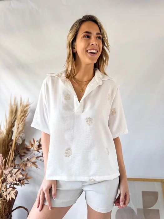 Blusa de Lino Bordada