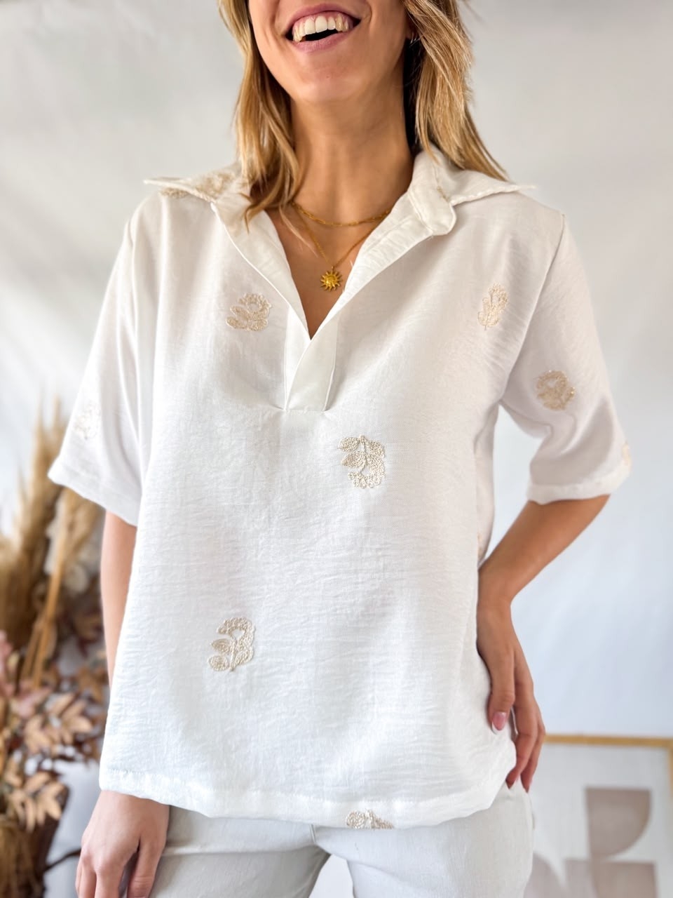 Blusa de Lino Bordada - Imagen 2