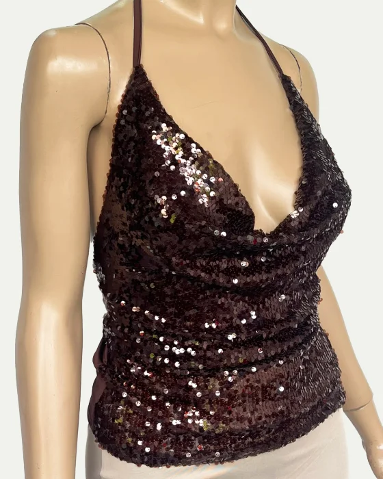 Top Lentejuelas Halter Buche