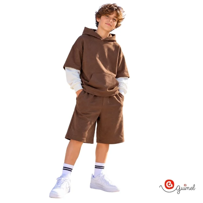 4310	buzo Niño Teen Manga Superpuesta Oversize Rustico