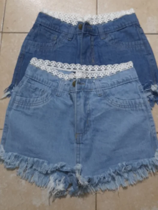 Short Pollera Celeste Puntillas Tiro Intermedio Deflecado Rígido