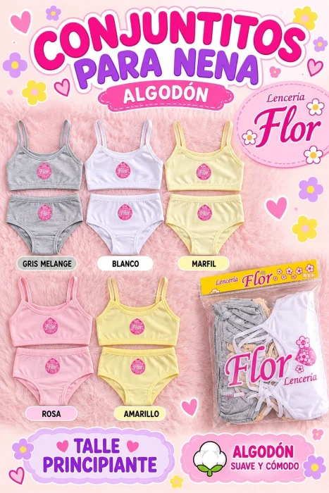 Conjuntito  Principiante de Nena  de Algodón Flor