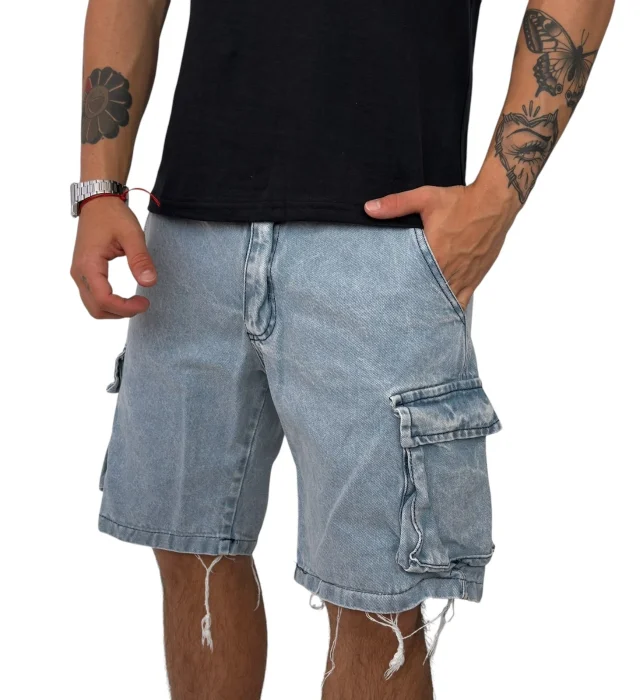 Bermudas Jeans Mom Cargo con Fuelle