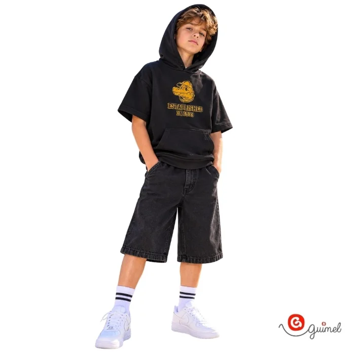 4349	buzo Niño Teen Manga Corta Oversize Cocodrilo