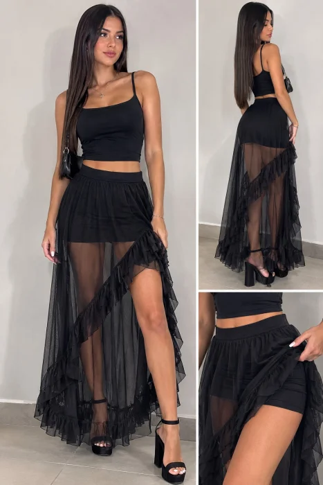 Pollera Tull con Cola