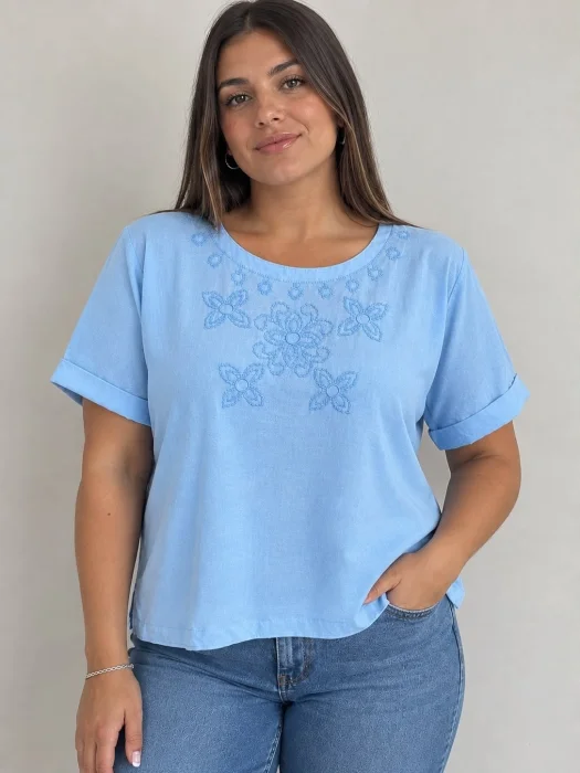 Blusa Lino Bordada 61091