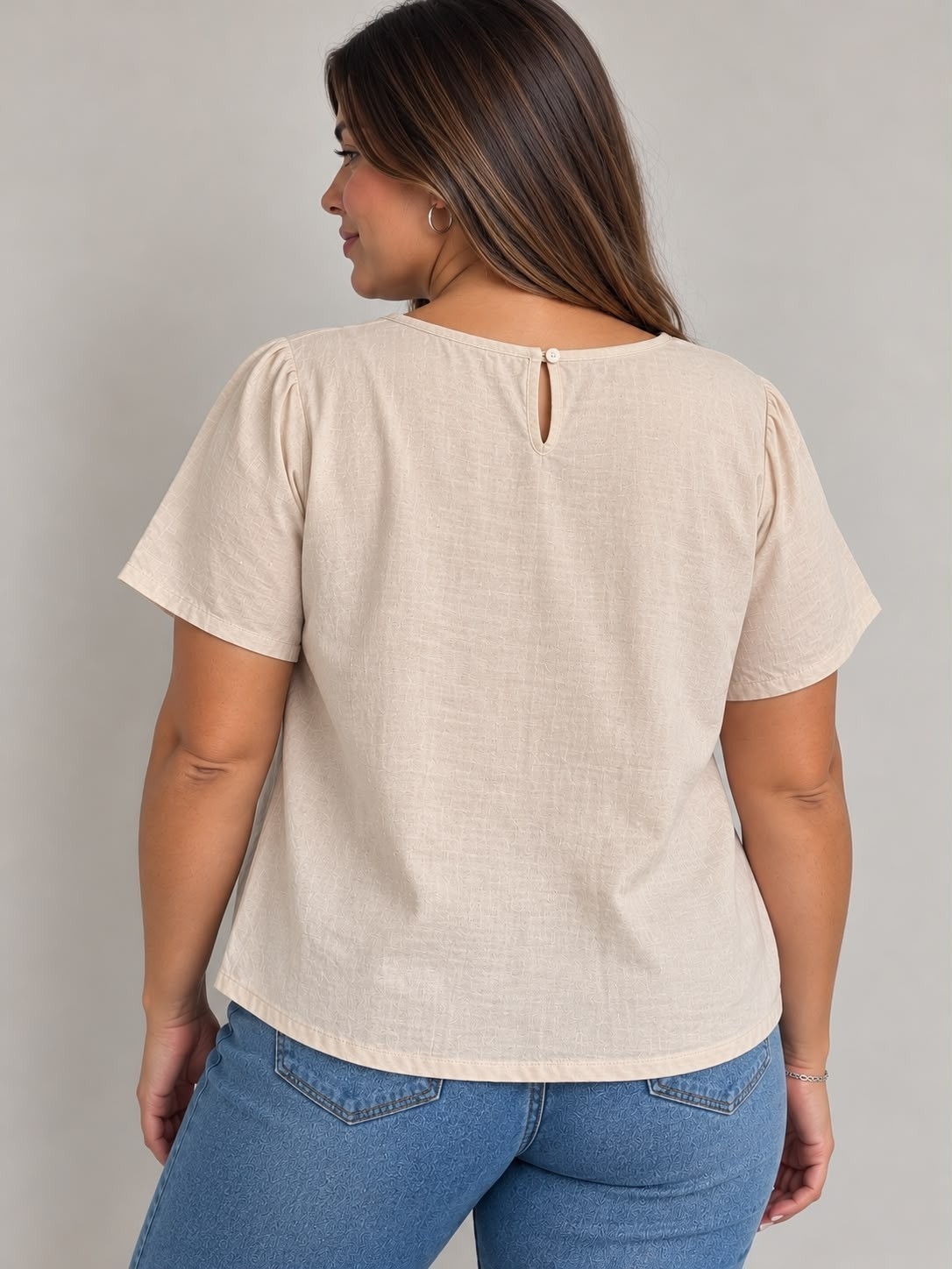 Blusa Lino Bordado y Lazo  en Cuello 67254 - Imagen 2