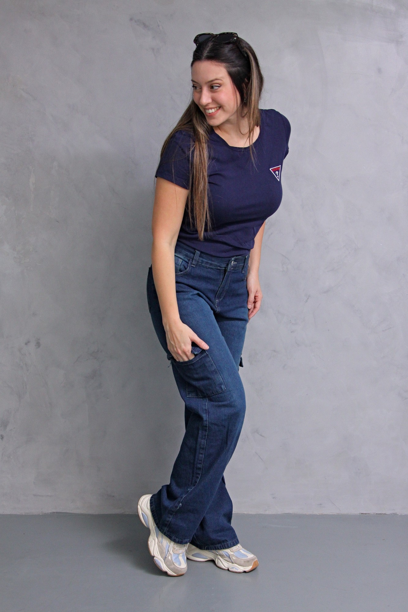 Wide Leg Matizado Cargo! con Bolsillo Delantero - Imagen 4