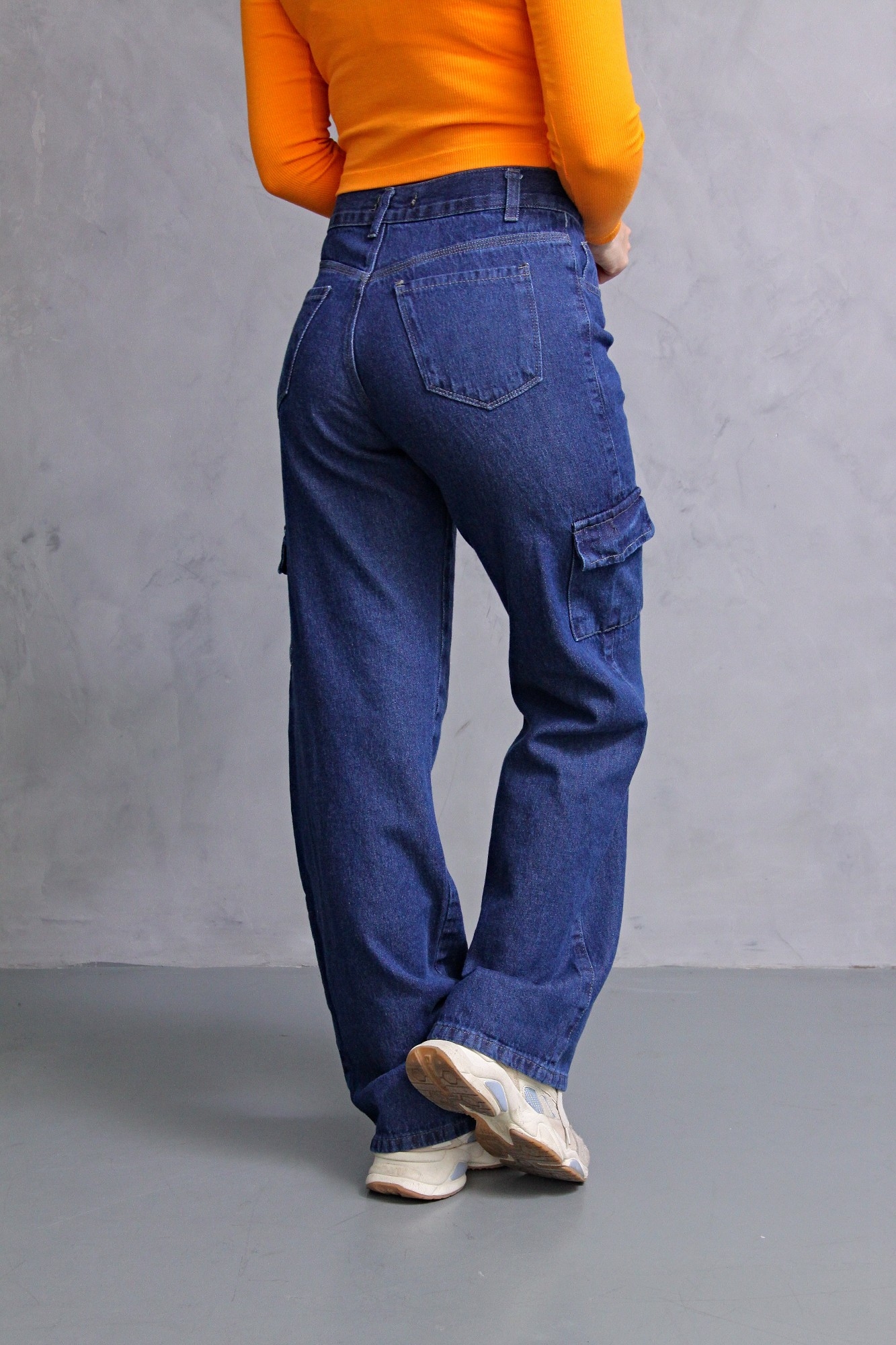 Wide Leg Azul Stone Cargo,  con Bolsillo Delantero - Imagen 8