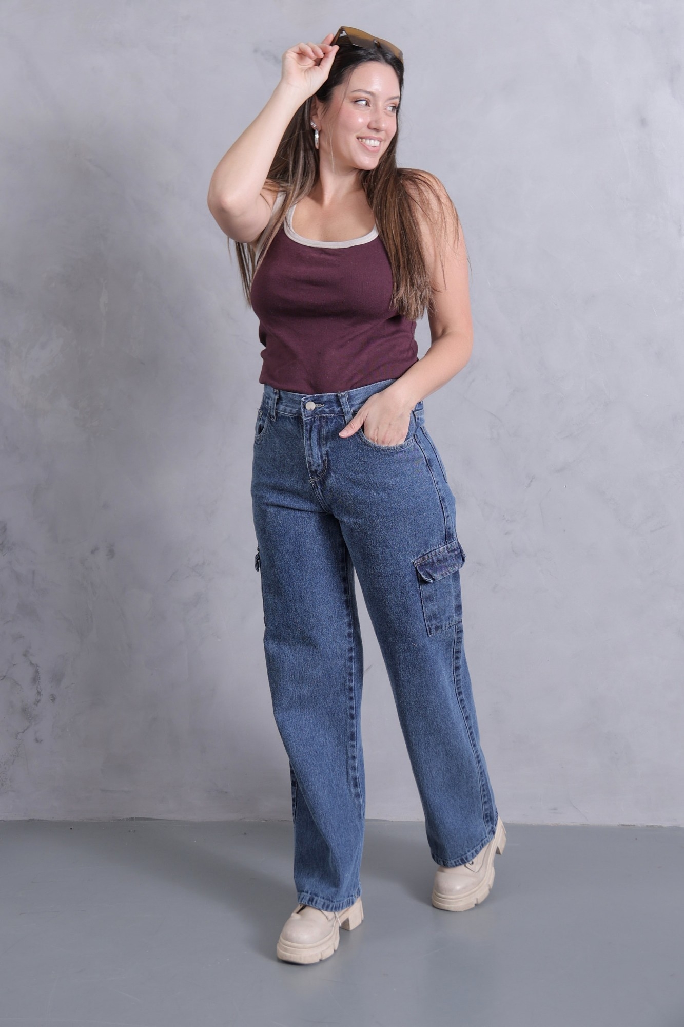 Wide Leg Nevado Cargo,  con Bolsillo Delantero - Imagen 5