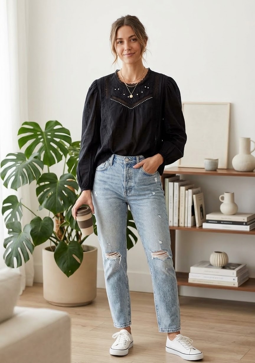 Blusa  con Encaje - Imagen 2