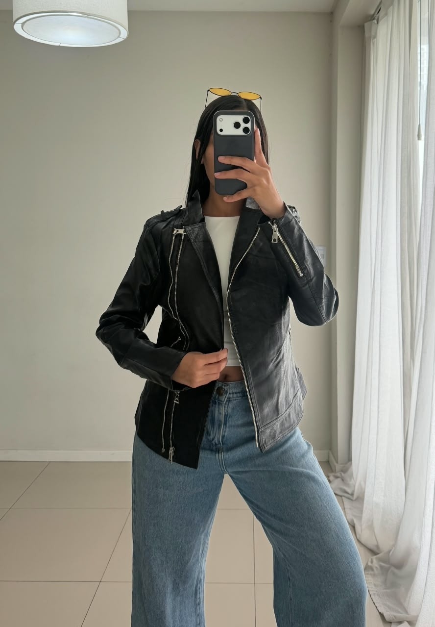 Campera Eco Cuero Doble Cierre - Imagen 3
