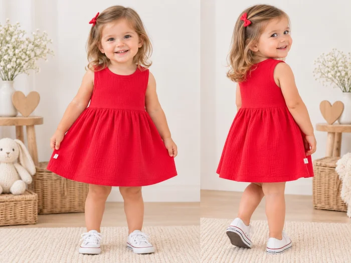 Vestido Bambula Rojo Gamise T.(0 al 4) Art.110